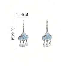 1 Pair Unique Designed Blue Rhinestone Cloud Tassel Drop Earrings, Gorgeous - Bạc - Xem 5