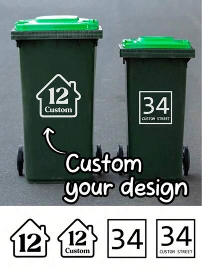 [Custom] Customized Roller Trash Can Stickers, Personalized Address Labels - Decorate Your Trash Can With Your House Number And Street Name, Customized House Number Address Label Stickers, Custom Labels For Trash Cans, Warm Atmosphere