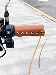 Retro Pu Leather Handlebar Grips (Pair) - Vintage Motorcycle-Style Pu Faux-Leather Bike Grips & Handle Covers; Non-Slip, Shock-Absorbing, Sweat-Resistant Ergonomic Design With Vibration Reduction; Easy Slip-On Replacement For Bicycles, Mountain Bikes, E-Bikes, Scooters & Motorcycles - Multicolor - View 8