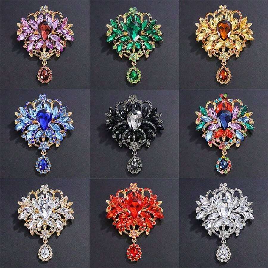 1pc Elegant Vintage Style Brooch Pin Women, 9 Colors Available, Suitable Coat, Party, Anniversary, - Phong cách cung điện - Xem 1