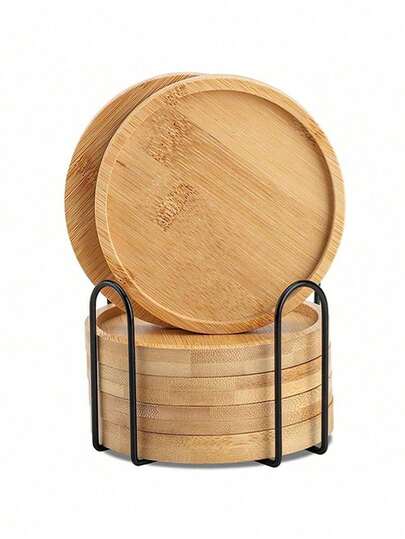 Un set de 6 posavasos de bambú con soportes, adecuados para mesas de café, macetas y protección de escritorio. Hacen excelentes regalos de inauguración de la casa. Los posavasos de bambú cuadrados/redondos también se pueden usar como macetas, bandejas para bebidas, protectores de escritorio para plantas de interior y decoración del hogar/oficina.