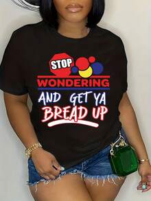 Fashionable T-Shirt For Plus Size Women - Black 4 - View 5