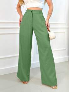 EMILI LONG WHITE LINEN PANTS CHRISTMAS NEW YEAR - Green - View 1