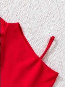Girls' One-Shoulder Romper With Ruffle - Summer Fashion, Youthful, Comfortable And Elegant - 紅色 - 查看 7