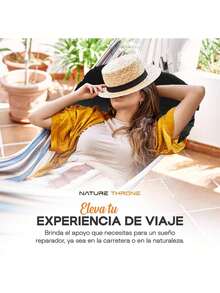 Nature Throne Almohada Inflable Ultraligera para Camping, Mochilero, Viaje, Excursionismo - Funda de Espuma Lavable, Correa de Sujeción y Soporte Ergonómico - Compacta y Portátil - 1 - Ver 2