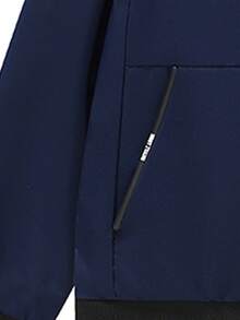 男士刺绣印花休闲风衣夹克，春秋季 - 藍色 - 查看 6