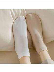 5 Pairs Women's Solid Color Casual Comfortable Short Socks