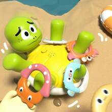 Electric Spraying Turtle Bath Toy - Rechargeable Fountain Pool Learning Set With 5 Stacking Rings & Rotating Water Jets For Toddlers 18M-6 Years, Interactive Sensory Play For Bathtub/Beach/Pool