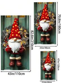 1 Stück beleuchteter Weihnachtsmann mit Schneekiefer Weihnachtskranz, festlicher Weihnachtsstil künstlicher Grünkranz mit LED-Beleuchtung und roten Beeren Details, Türkranz Dekoration für Weihnachten Zuhause, Feiertags-Party Ornament, Winterliche Saison Dekoration