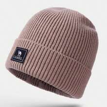 CAMEL CROWN Camel Chinese Red New Year's Accessories Red Knit Hat Women's Woolen Hat Big Headwrap Protective Hat - Khaki - View 4