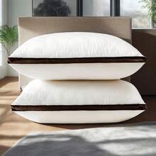 2 Pack Hotel Quality Pillow Checked Ultra Plush Soft Home Bed Pillow, Bed Pillows For Sleeping, Machine Washable, Suitable For Homestays, And Households, Suitable For Those Sleeping On The Back, Abdomen, Or Side - Multicolor - View 2