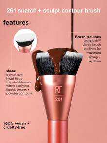 Real Techniques Snatch Sculpt Contour Brush Dense,Oval Shape To Define + Lift Facial Contours,Foundation Brush,Concealer Brush,Blush Brush,Contour Brush,Blush Brush,Bronzer Brush,Powder Brush,Foundation Brush,Blush Brush - Hot Pink - View 2