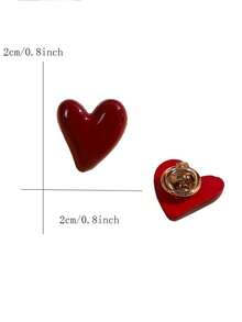 2pcs/Set Bright Red Heart Shaped Brooch - Classic Minimalist Style, Durable Resin Material, Suitable For Decorating Girls' Bags And Shoes - 2 Burgundy Heart-shaped - View 5