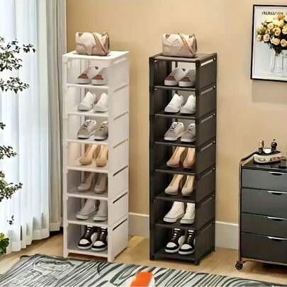 1件家用多层单排鞋架，多层收纳省空间鞋柜，可自由组装，适用于卧室、客厅、学校宿舍，可DIY组装鞋架，门后鞋子收纳架