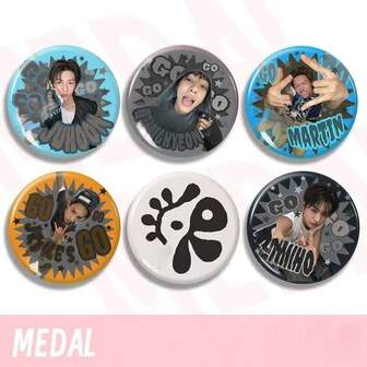 Cotis Badge, Street Style Member Design + "GO" Text Colorful Circular High-Definition Printed Pin-On Decoration Fan Support Brooch Suitable For Fan Meet-And-Greets, Idol Event Support, And Daily Outfit Accessories
