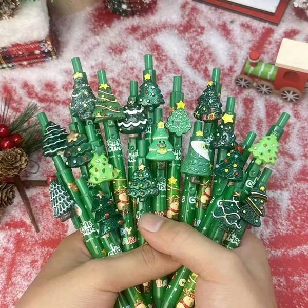 2/5/10 Stücke kreative, einfache Weihnachts-/Winterlieder-Themen, skalierbare neutrale Kugelschreiber für Studenten, Schulanfang, Weihnachten, zufälliger Stil