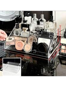 Caja de almacenamiento de perfumes de acrílico multicapa de 27 pulgadas de altura - Organizador transparente de maquillaje y cuidado de la piel de varios niveles, estante de exhibición compacto para el tocador, adecuado para el tocador, sin necesidad de energía, capacidad de 3.2 pies cúbicos, estantería de almacenamiento de perfumes, diseño de moda, estructura duradera, gabinete de tocador, tocador moderno, diseño ligero, construcción resistente, bandeja de tocador, almacenamiento en el hogar, entusiastas de la belleza - Multicolor - Ver 10