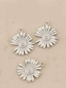 3pcs/10pcs Set Fashionable DIY Semi-Finished Jewelry Accessories, Exquisite Sunflower Pendant, 18K Gold Plated Copper, Versatile Minimalist Design, Suitable For Any Jewelry - Sunflower Pendant - View 9