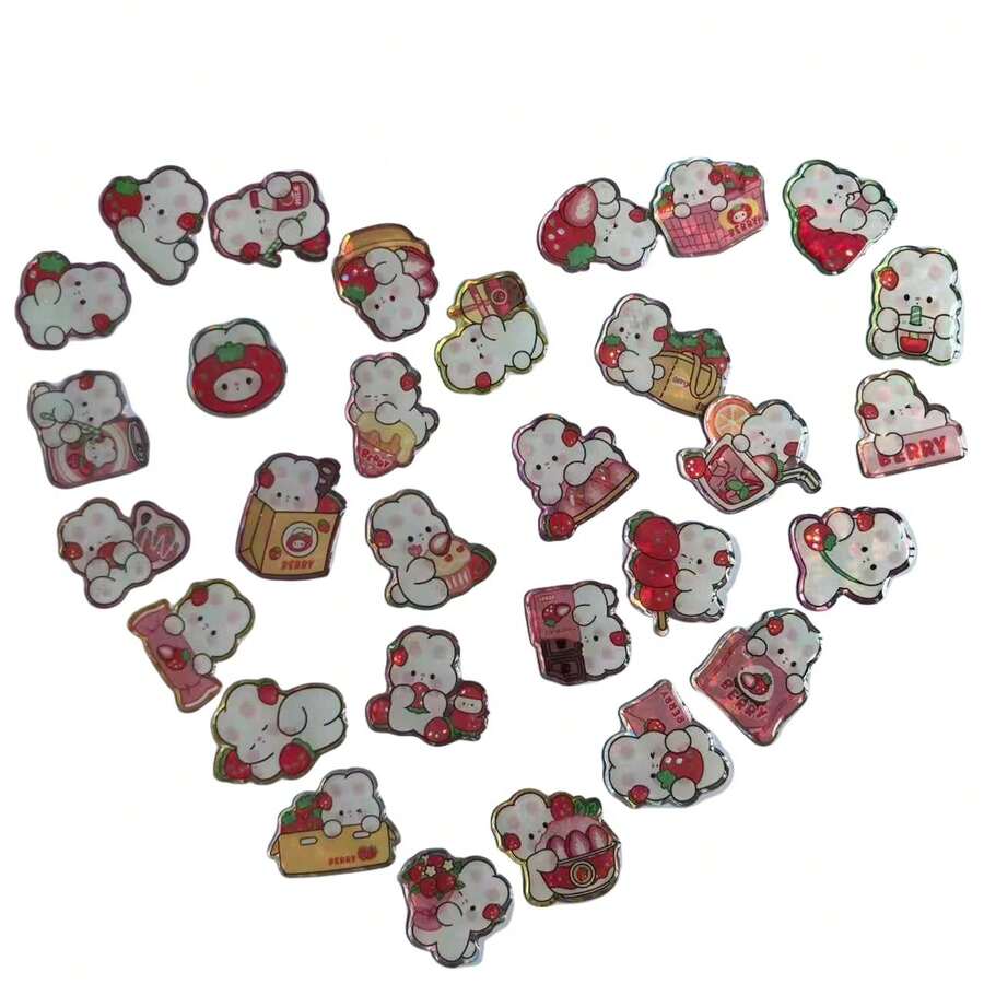 30pcs Cute Cartoon Rabbit Epoxy Waterproof Graffiti Stickers For Phone Case, Laptop Decoration - Multicolor - View 1
