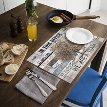 1 件/4 件/6 件亚麻餐垫，印有激励团队精神的图案，适合餐桌、四季装饰、现代可洗桌垫、家居装饰、杯垫、厨房餐垫、室内/室外派对装饰、理想礼物 - 彩色 - 查看 8