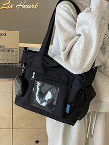 [US-Based Shipping]New Canvas Tote Bag, Ita Shoulder Bag, Cute Wallets & Clutch Bags, Unisex Cute Crossbody Bags, Ita Women's Crossbody Bags, Commuter Totes, Women's Handheld Shoulder Bags, Oxford Cloth Solid-Color Large-Capacity Crossbody Bags With Transparent Pocket Design, Large-Capacity Totes With Coin Pockets, New Korean-Style Collegiate Multi-Pocket Backpacks, Versatile Casual Crossbody Bags, Medium-Sized Canvas Bags, Transparent PVC Pocket Pressure-Relief Backpacks, Bohemian-Style Backpacks & Book Bags Suitable For Women Or Students, Perfect For Organizing Books, Shopping, Back-To-School Scenarios, Youth Arts & Sciences Backpacks, School Supply Storage, Campus Tote Bags, Book Totes, Back-To-School Essentials, Large Capacity Waterproof Design, Lightweight And Foldable, Classic Casual Style, Ideal For Young Women/College Students/Teachers, Perfectly Suited For Back-To-School Season, First Day Of School, Middle/High School Settings, Campus Totes, University Must-Have Items - 多色 - 查看 13