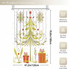 1/3/4pcsGreen Christmas Tree Winter Shower Curtain Bathroom Set, Minimalist Cartoon Waterproof And Wear-Resistant Accessories,With 12 Hooks - Includes Toilet Seat Cover, Bath Mats, And Rugs - Non-Slip Polyester Fabric - Washable - Perfect For Holiday Decor,Home/Bedroom/House/Western Decor,