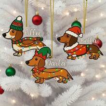 Adorno de Navidad personalizado de Dachshund, adorno de perro, recuerdo personalizado de mascota, perro salchicha, memorial de mascota, regalo para amantes de Dachshund, regalo personalizado