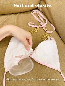 2pcs Women's Sports Intimate Padding Triangle Silicone Bra Inserts, Invisible Seamless Enhancing, 3 Colors Available For Bikini Lingerie - Multicolor - View 3