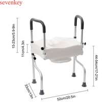 OUKANING Adjustable Standing Frame Toilet Seat Raiser For Elder Safety & Disable With Arm - Default - View 2