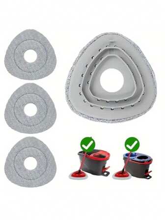 4个替换拖把头，兼容O-Cedar EasyWring 1罐拖把和O-Cedar Rinse Clean 2罐拖把，超细纤维拖把替换装，清洁更高效，包含1个塑料套，可机洗和手洗，不适用于拧水桶。