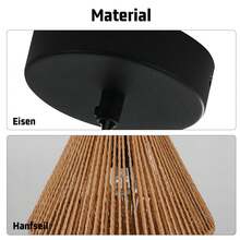 homefire Hanging Lamp Boho Hanging Lamp Rattan 25 Vintage Pendant Lamp Dining Table 1 Light Dining Table Lamp Retro Design With E27 Socket For Dining Room Bedroom Living Room Hallway Kitchen (Without Bulb) - 鑽石 - 查看 6