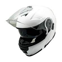 1Storm Motorcycle Street Bike Modular/Flip Up Dual Visor Sun Shield Full Face Helmet: HJK920 Glossy White - M - View 4