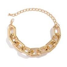 1 件欧美时尚饰品，简约十字架 CCB 塑料扣项链，女士朋克夸张几何镂空吊坠项链 - 雙色 - 查看 3