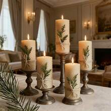 2 件套圣诞限量版蜂蜡蜡烛 - 含蜂蜜和蜂胶香味 - 手工制作 - 白色蜡烛配绿色装饰，适合圣诞礼物、平安夜、冬季节日派对、新年、卧室、餐桌装饰，适合感恩节、圣诞节、生日和婚礼、降临节等特殊场合