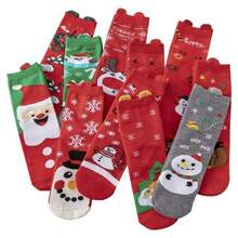 6 pares / 12 pares de calcetines navideños para niñas - Multicolor - Ver 3