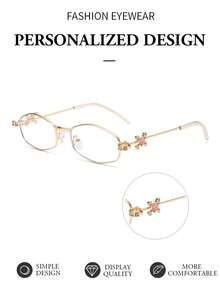 New Ins Glitter Elegant High-End Rhinestone Metal Frame Fashion Personalized Small Frame Flattering Face Shape Glasses - Multicolor - View 5