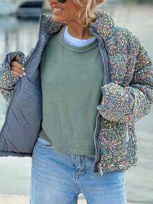 Women's Casual Sequin Padded Coat, Everyday Wear, Autumn/Winter - Multicolor - View 4