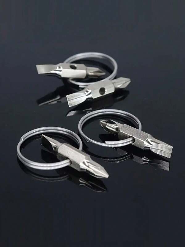 1 pieza Llavero con destornillador de punta plana y de estrella, herramienta de bolsillo multifuncional EDC para reparaciones