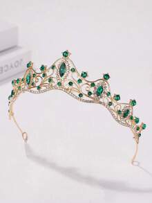 1pc Women's Fashionable Princess Crown Shaped Purple Headband With Rhinestones For Birthday Party Royal Tiaras Costume Crown Hair Garland Headpiece, Tiara Crown, Wedding - Multicolor - View 5