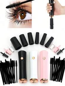 电动化妆刷清洁器和睫毛胶搅拌器,适用于指甲油和液体化妆品的多功能振动机,包括 2 个连接器和 6 个硅胶模具附件,适用于 MUA、睫毛技师和美甲师的专业美容工具 - 黑色 - 查看 12