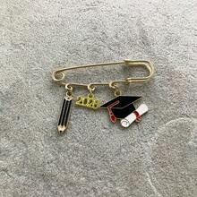 1pc Graduation Gift Doctoral Cap Pen Element Brooch