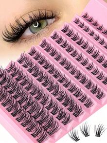 Pestañas postizas en racimos de 8-16 mm de grosor/densidad, inspiradas en el anime, con segmentos de estilo europeo y americano, autoadhesivas, racimos de pestañas, pestañas individuales, pestañas postizas - Negro - Ver 10