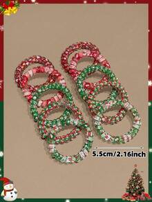 10pcs Christmas Colorful Hair Tie, Red And Green, Fashionable And Elegant, Cute, Christmas Hair Accessories, Santa Claus And Snowman Patterns, Christmas Element Spiral Hair Ties, Suitable For Christmas Parties And Dancing, Women Hair Accessories, Recommended Gift, Ponytail, Hair Elasticity, Hair Rubber Bands, Hair Scrunchies ,Makeup ,Ponytail Holders ,Hair Elastics ,Hair Rope
