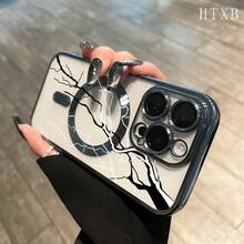 Teléfono con lente integral en blanco y negro, acabado magnético y chapado electrolítico. Compatible con carga inalámbrica magnética y compatible con phone 16 Pro Max, 16, 15 Pro, 14, 14 Plus/14 Pro Max, 13, 13 Pro, 12 Pro, 11/11 Pro y la serie Pro. Es un excelente teléfono para amigos, cumpleaños y festividades. - Negro - Ver 3