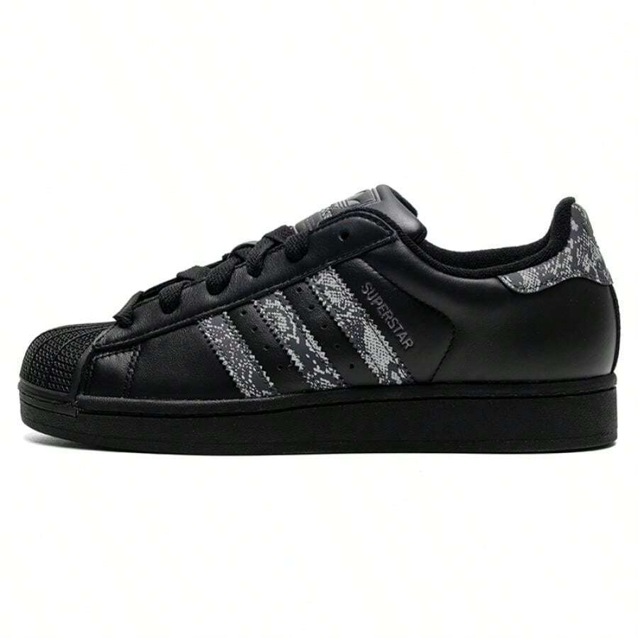 Adidas 男女通用休闲运动鞋 SUPERSTAR II 低帮系带舒适轻便日常户外鞋 - 黑色/亮金屬鐵灰/深灰色 - 查看 1