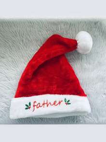 短款毛绒圣诞帽，适合全家佩戴，高端时尚。圣诞节期间，父母和孩子都可以佩戴。刺绣圣诞帽装饰。圣诞家居装饰，圣诞礼物，圣诞装饰品 - 紅色 - 查看 11