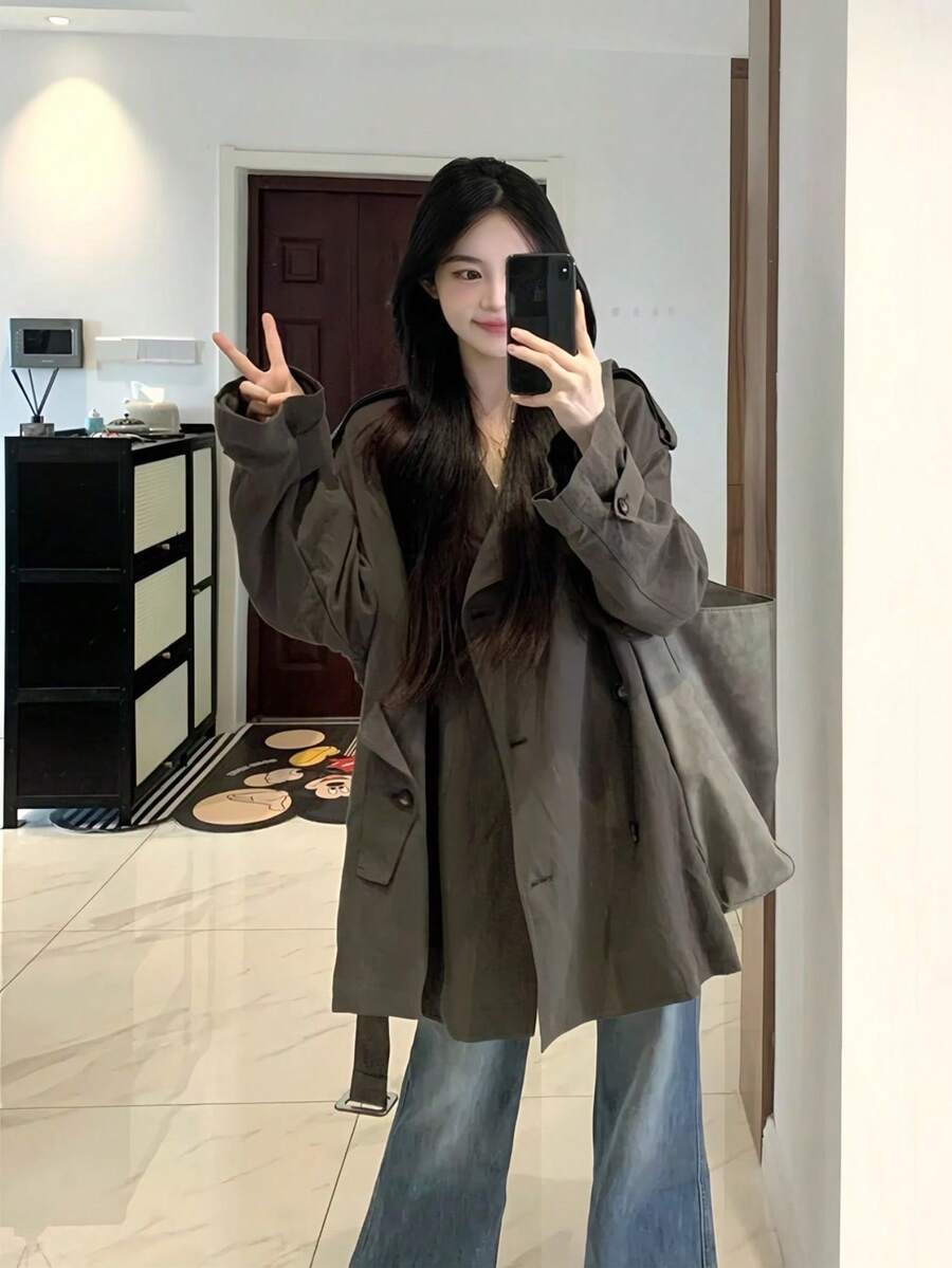 Women Trench Coats - Picture Color - View 1