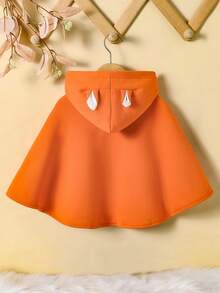 BOARNSEORL 男婴连帽斗篷外套，防风披风，时尚可爱，适合秋冬季外出和圣诞节穿着 - 橘色 - 查看 4