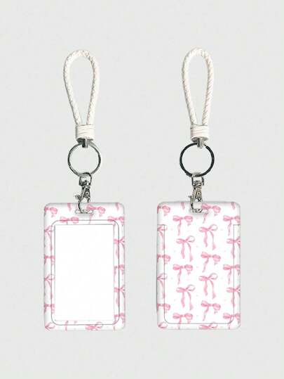 This Unisex Card Holder Features A Bow Pattern, A White Leather Lanyard In Two Colors, And An Ins-Style Bow Keychain. It Also Features A Delicate Phone Case Pendant And Bag Charm In A Minimalist Design. It Also Includes A Compact Card Holder, A Bus Pass Holder, A Bank Card Holder, And A Subway Card Holder.