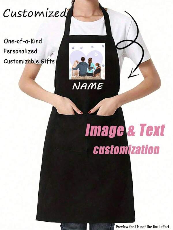 Customized Black Kitchen Cooking Apron, Modern Polyester Oil-Proof Apron, Custom Kitchen Apron, Nordic Home Apron, Personalized Cooking Apparel, Dustproof Chef Apron, Wedding Party Aprons, Sleeveless Kitchen Wear